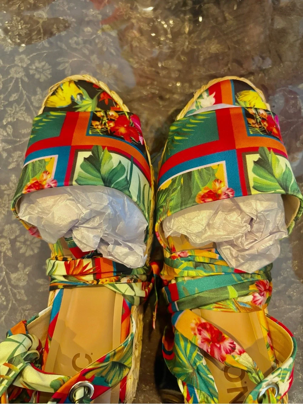 INC Multi Tropical Print Espadrille Wedge Sandals